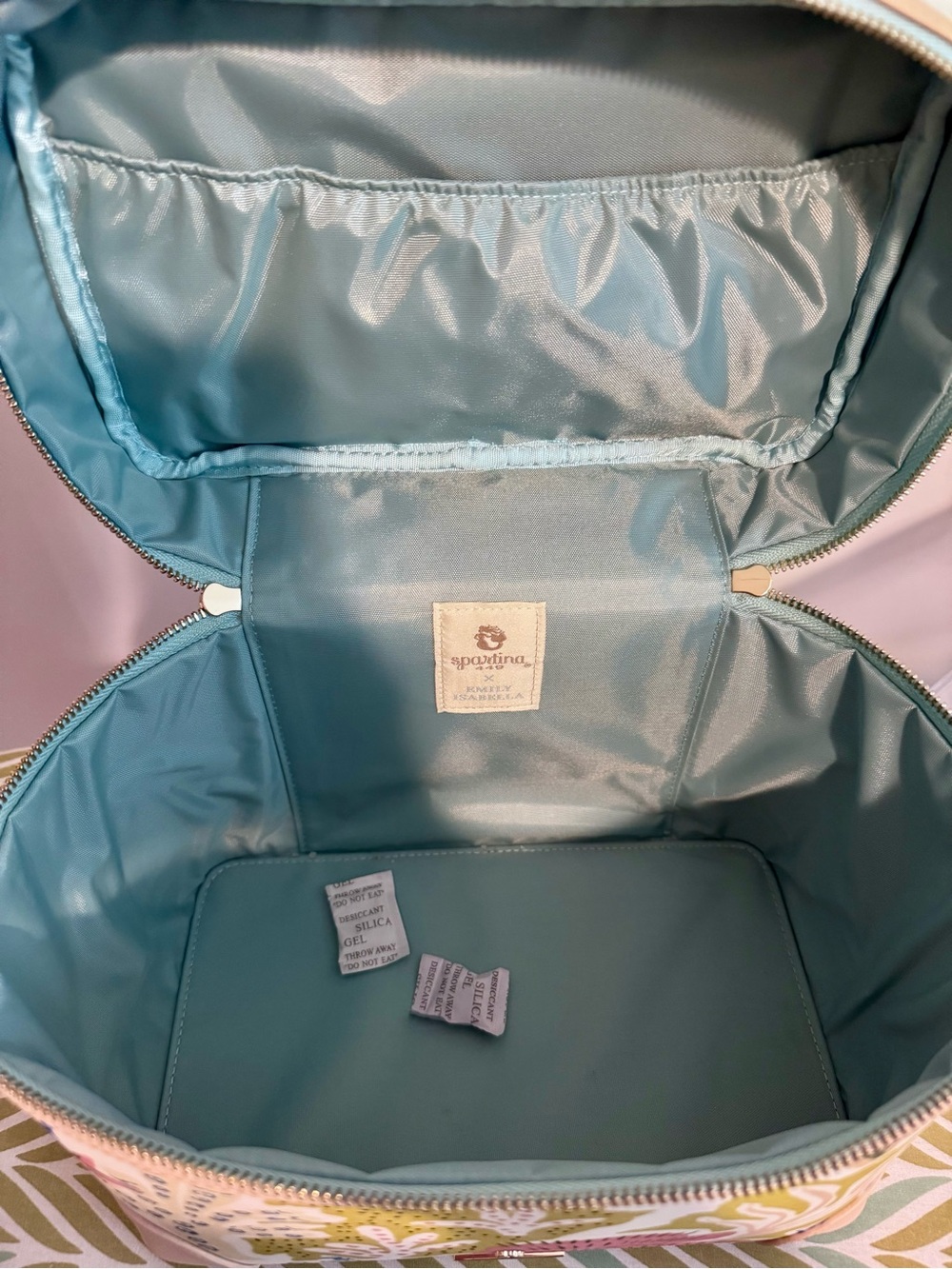 Spartina 449 Pastel Mermaid Sea Cosmetic Train Case - Pink, Blue, Green - Picture 4 of 8